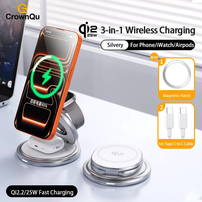 Wireless Charger Qi2.2 Fast Charging Station Stand