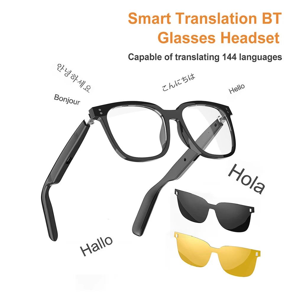 AI Smart Translate Eyeglasses 144 Languages Intelligent Translator Glasses Magnetic Frame Sports Sun Glasses for Office School