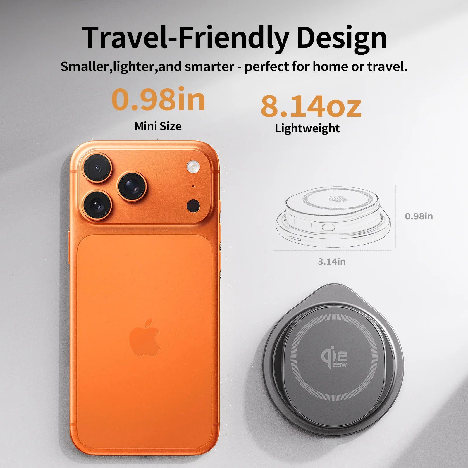 25W Magnetic Wireless Charger Stand with 360° Rotation for iPhone, Watch & AirPods