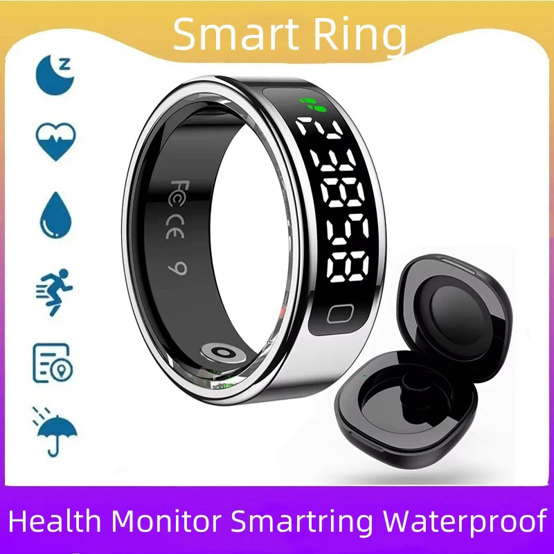 Smart Ring with Display – Heart Rate, Sleep Monitor, Waterproof for Android & iOS
