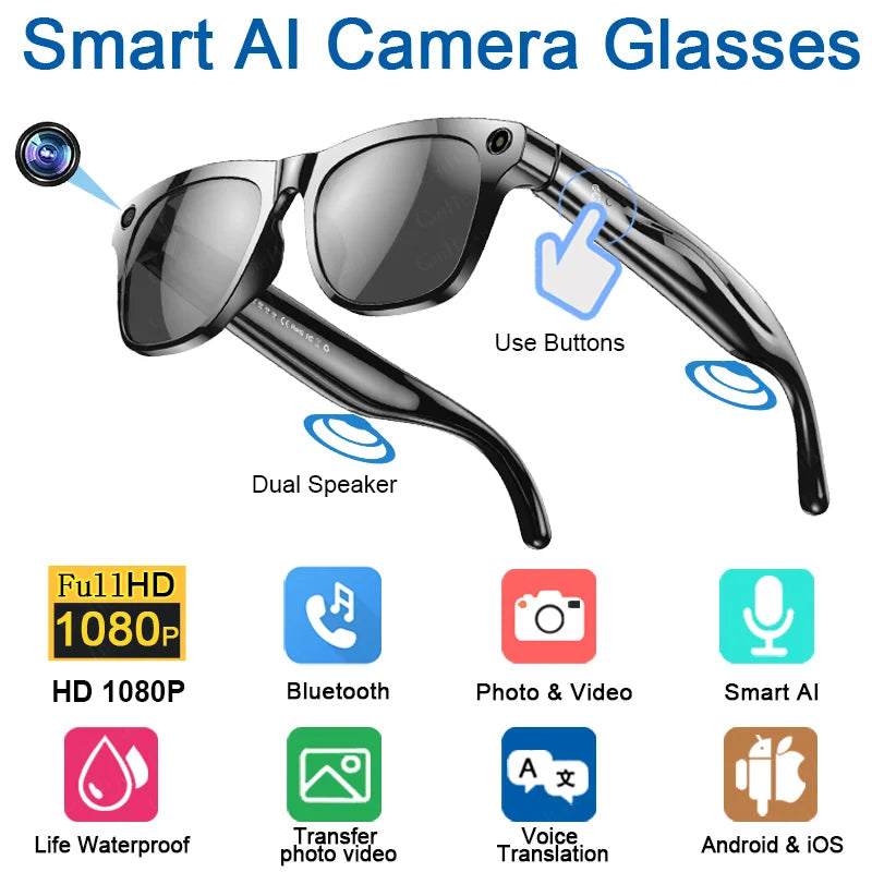 2026 4K HD Color Changing AI Smart Glasses Chat GPT 100MP