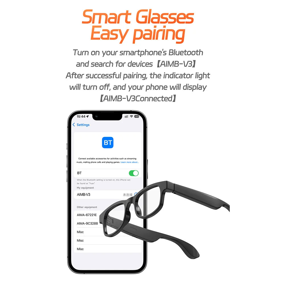 AI Smart Glasses with 144 Language BT Glasses Built-in Mic & Speakers Camera Call Voice AssistantTranslate Photochromic Glasses