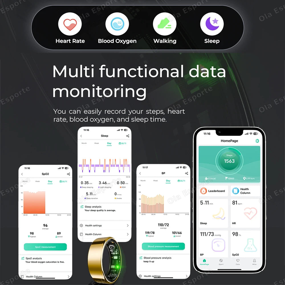 Smart Ring Bluetooth Call Heart Rate