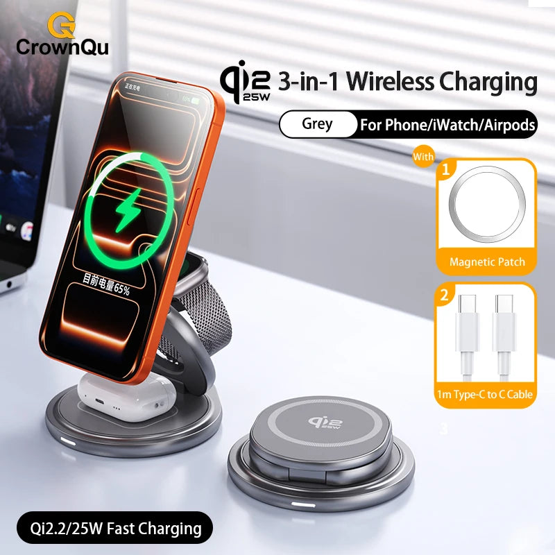 Wireless Charger Qi2.2 Fast Charging Station Stand