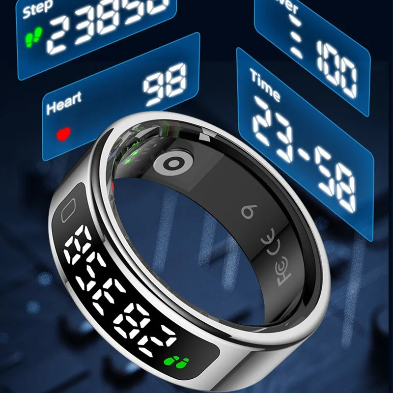 Smart Ring with Display – Heart Rate, Sleep Monitor, Waterproof for Android & iOS