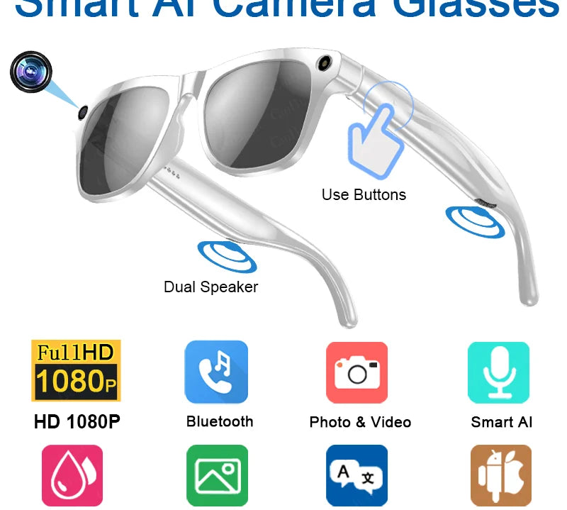 2026 4K HD Color Changing AI Smart Glasses Chat GPT 100MP