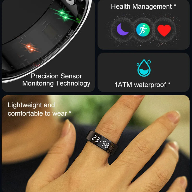 Smart Ring with Display – Heart Rate, Sleep Monitor, Waterproof for Android & iOS